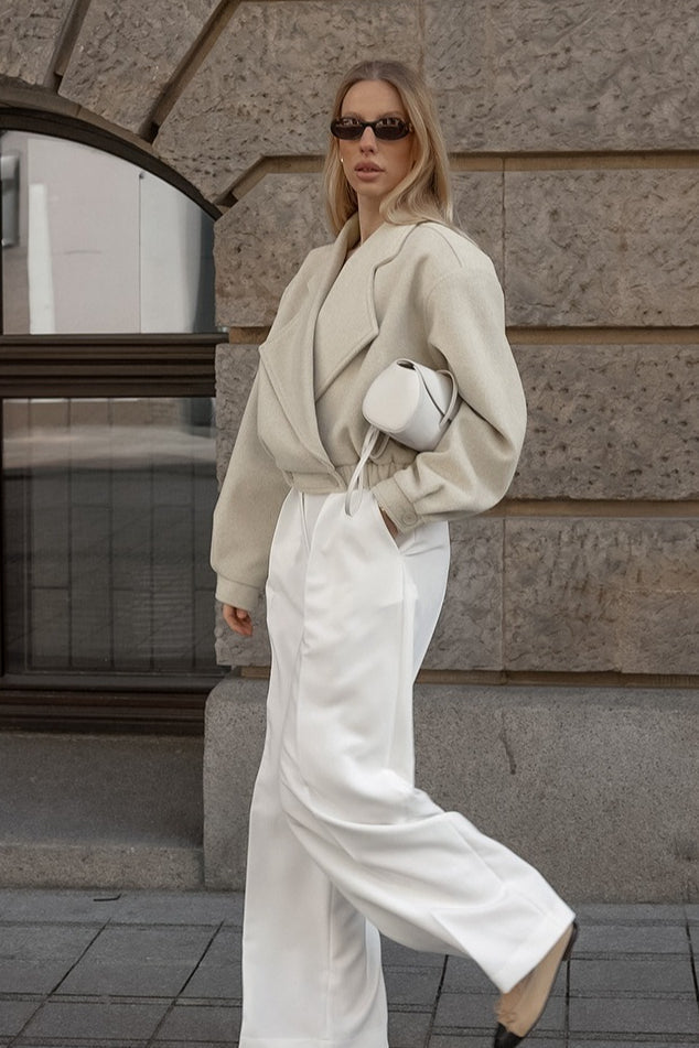 Office Ready Notch Lapel Wool Blend Coat