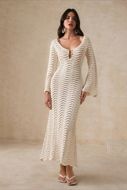 Solid Knit Beach Boho Dress