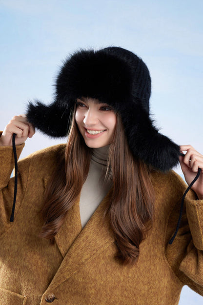 Fleece Lined Knit Trapper Hat