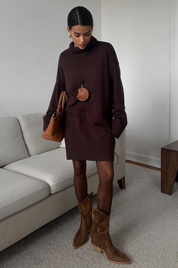 Loose Fit Long Turtleneck Sweater