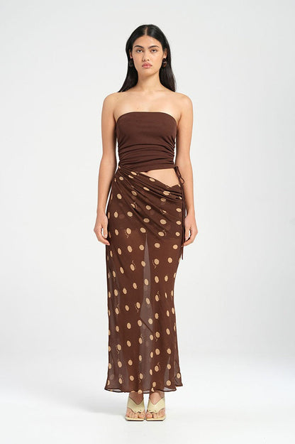 Polka Dot Strapless Bodycon Maxi Dress