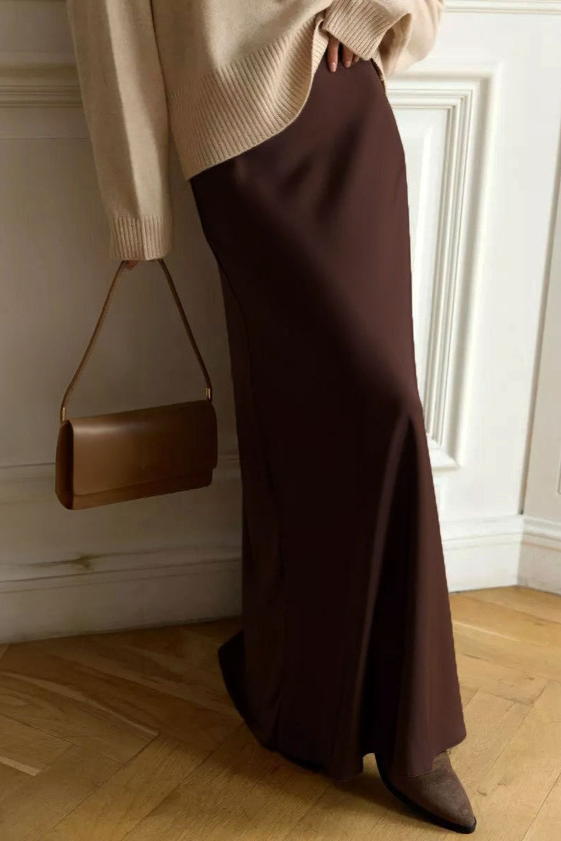 High Waist Satin Bodycon Mermaid Maxi Skirt