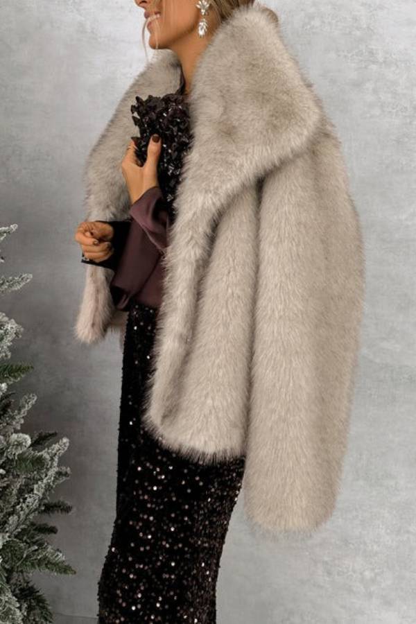 PREMIUM GREY FUR COAT