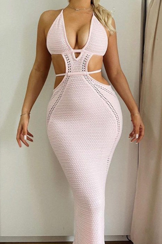 Sexy Low Cut Tie Back Maxi Vacation Dress