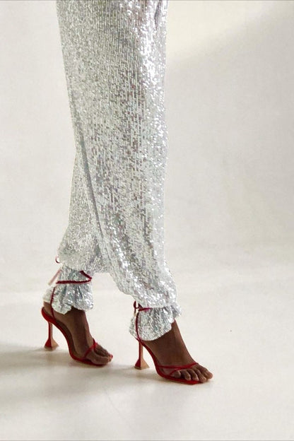 Sequin Straight Leg Casual Pants