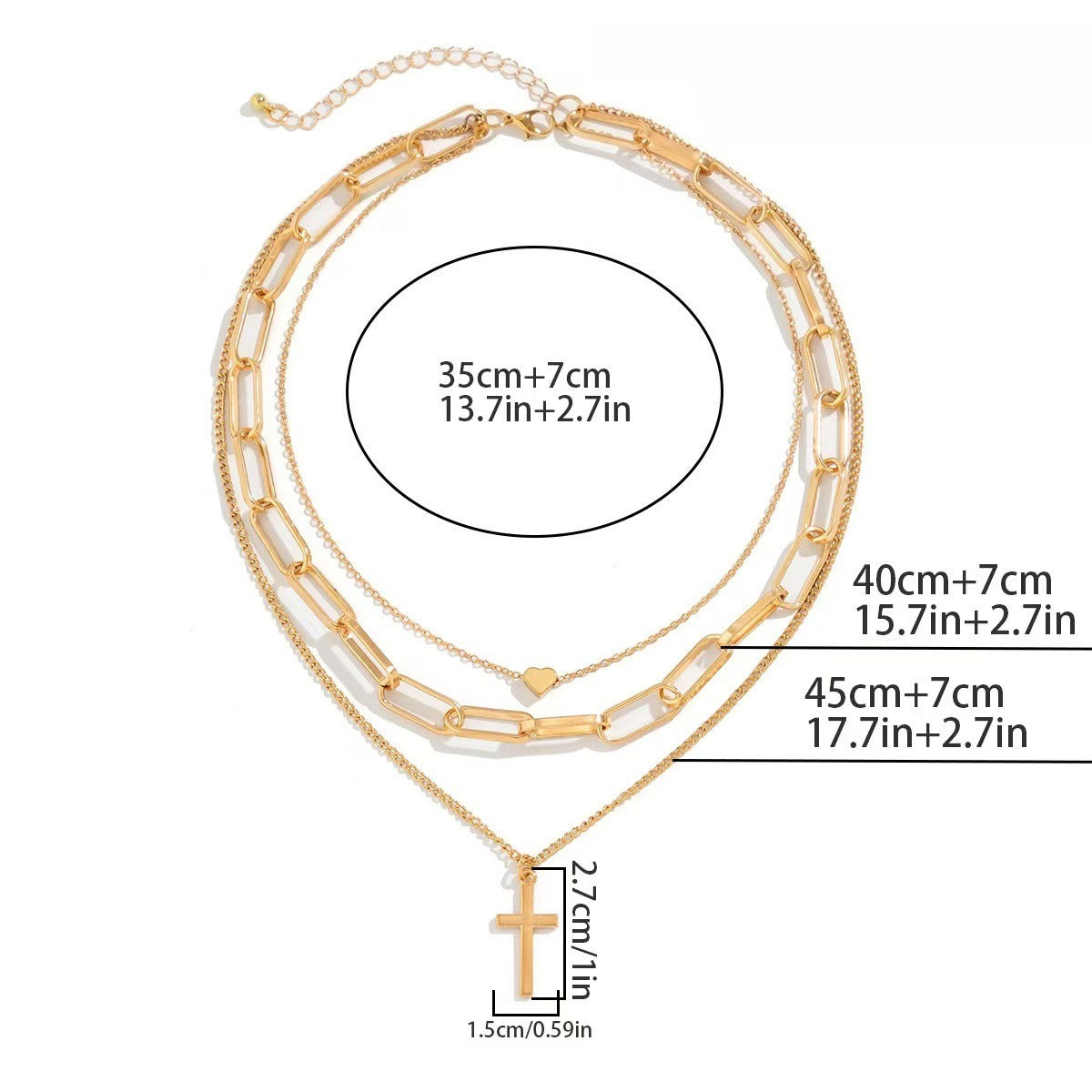 Multi Layer Cross Pendant Gothic Necklace