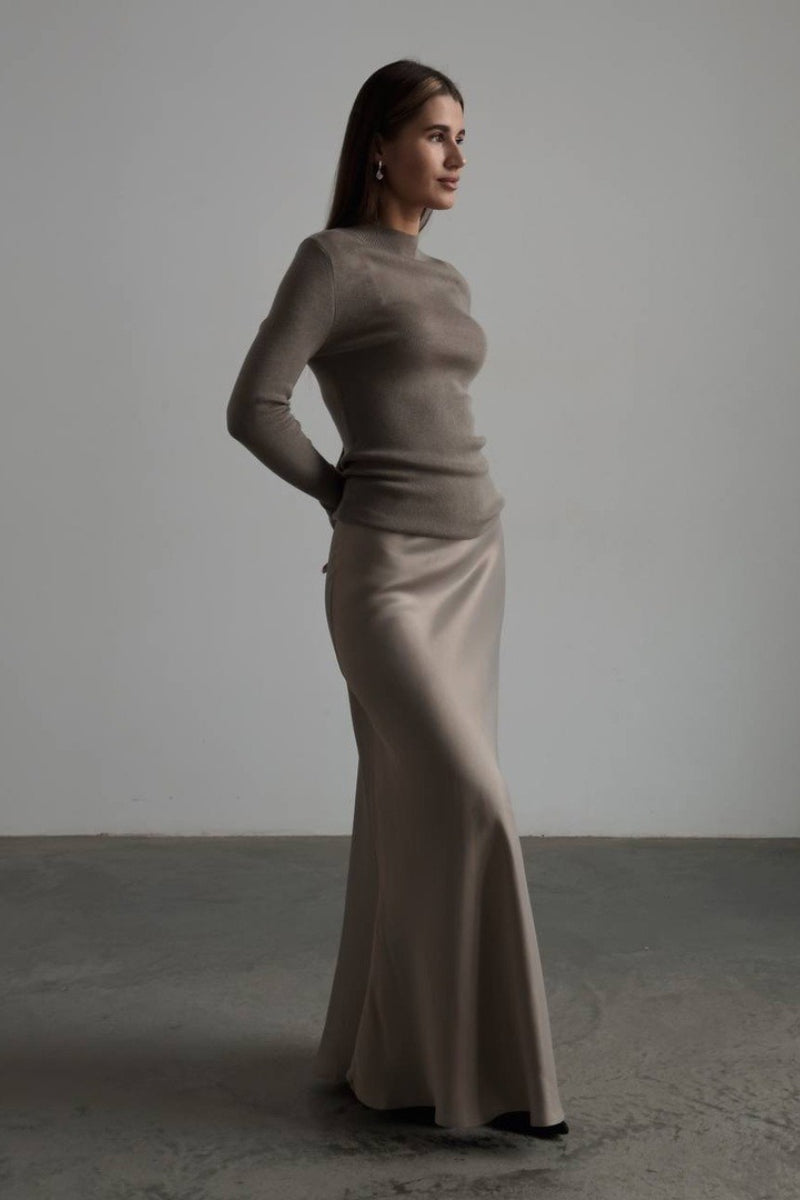 High Waist Satin Bodycon Mermaid Maxi Skirt