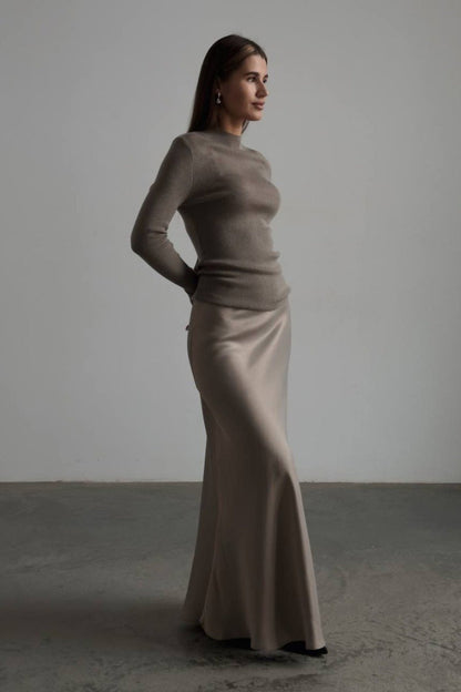 High Waist Satin Bodycon Mermaid Maxi Skirt