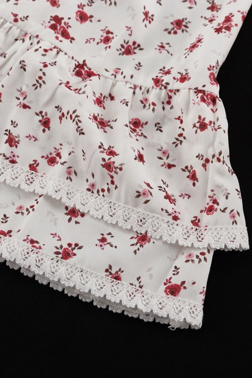 Off Shoulder Puff Sleeve Ruched Waist A Line Floral Dress