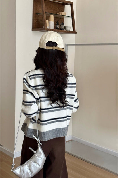 Colorblock Striped Knit Sweater