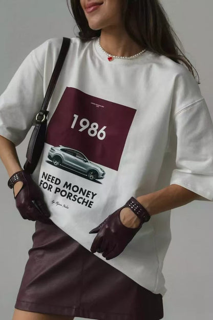 Cotton Graphic Print Loose Fit Short Sleeve Tee