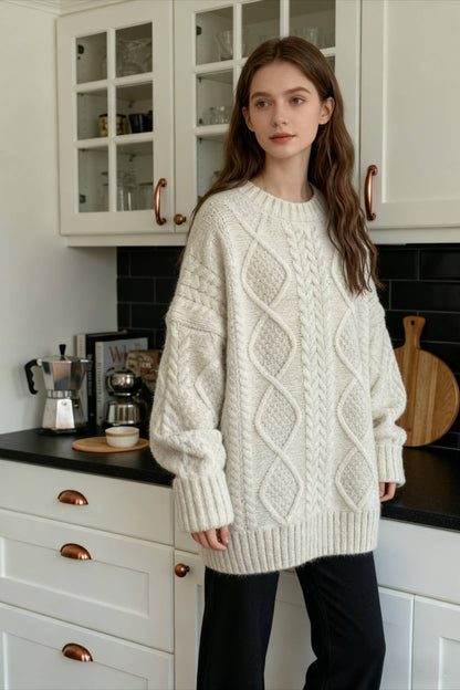 Cable Knit Graceful Cropped Sweater