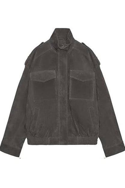 Workwear-style Stand-Collar Jacket