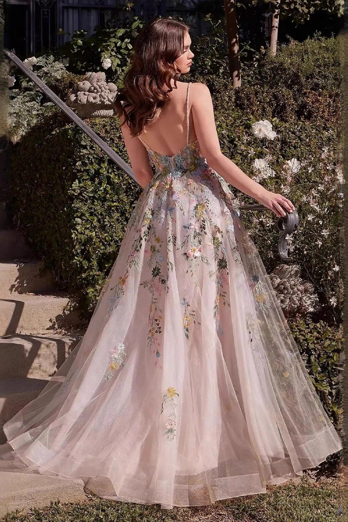 Embellished Spaghetti Strap Ball Gown Prom Dress