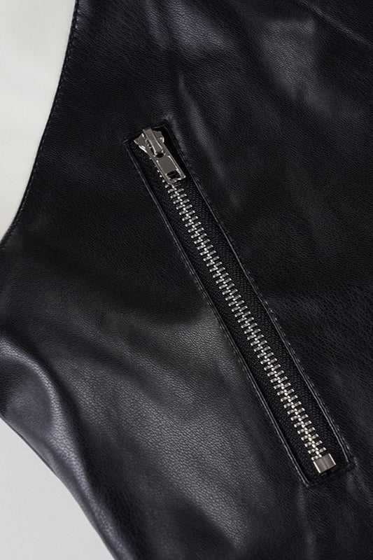 Contrast Panel Cropped Biker Jacket