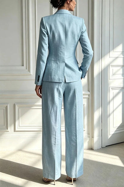 Minimalist Chic Tailored Blazer & Pleated Pant Suit