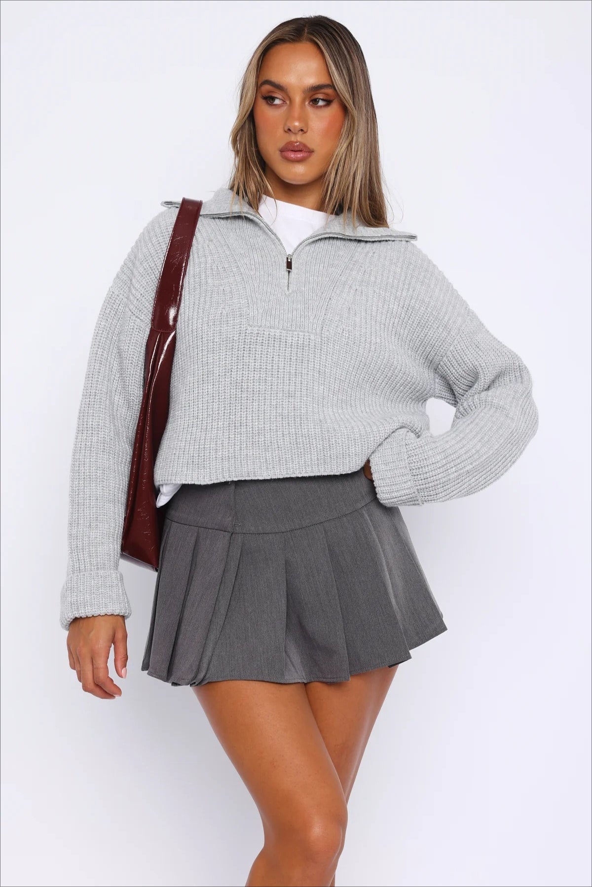 Zip Neck Knit Sweater