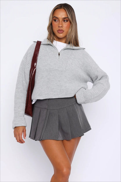 Zip Neck Knit Sweater