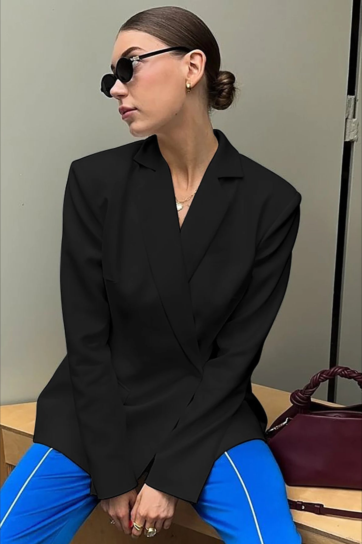 Backless Notched Oversize Blazer