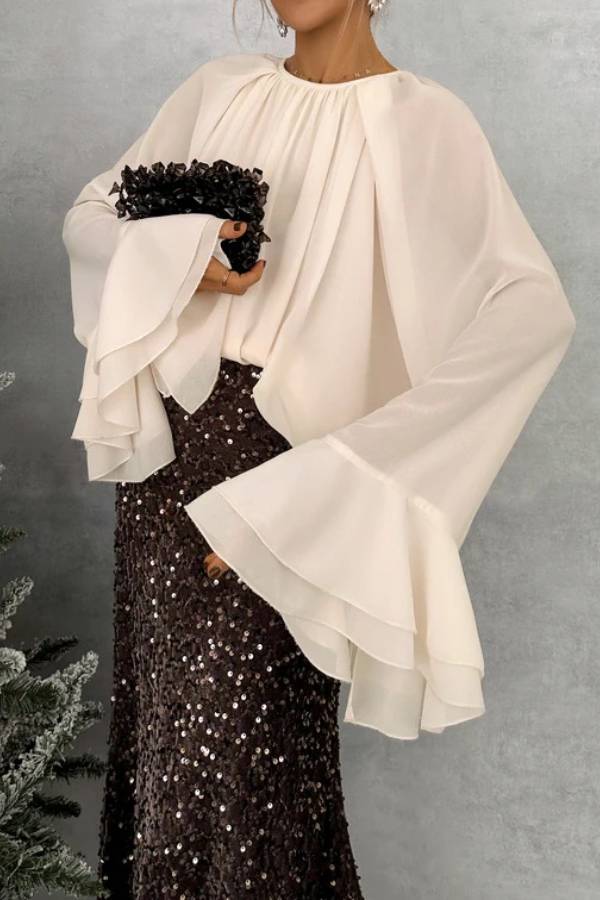 CREAM RUFFLED BLOUSE
