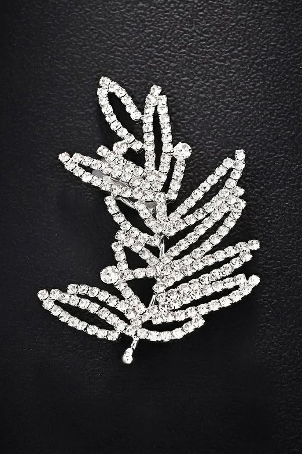 Rhinestone Leaf Ear-Cuff Earrings