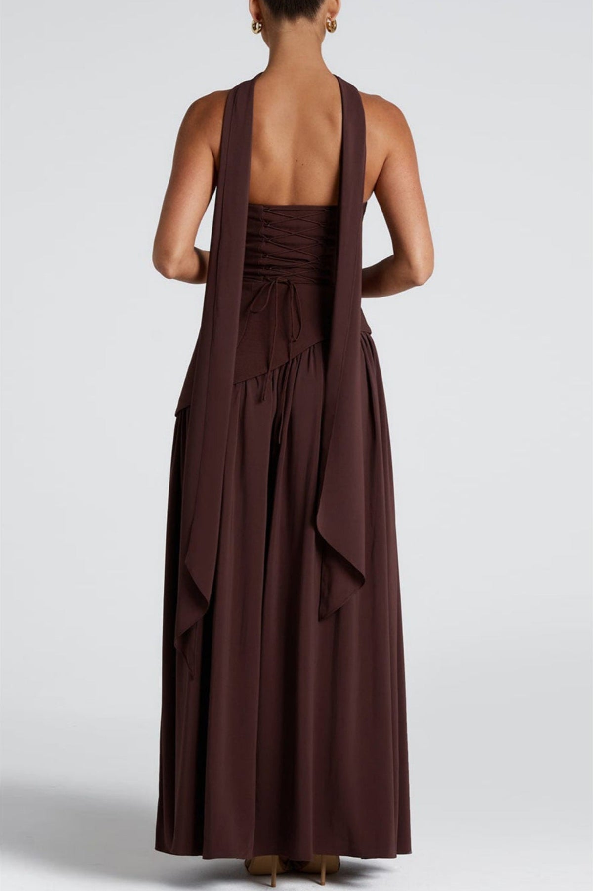 Color Block Strapless Off Shoulder Slim Formal Dress