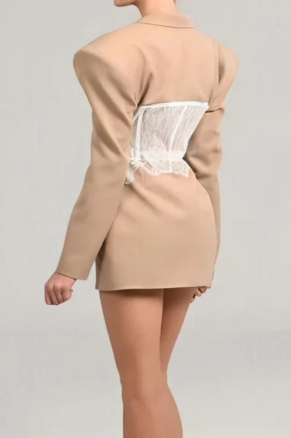 Slim High Waist Lace Blazer