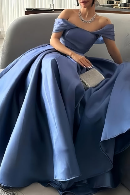 Satin Off Shoulder Ball Gown Prom Dress