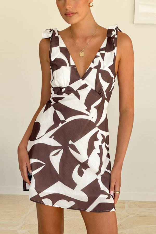 Delilah Mini Dress - Chocolate Print