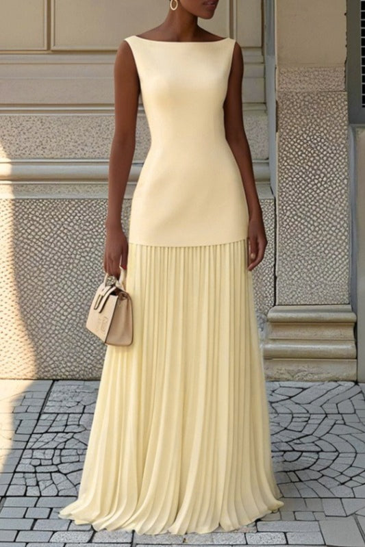 Solid Color Sleeveless Knit Slip Prom Dress
