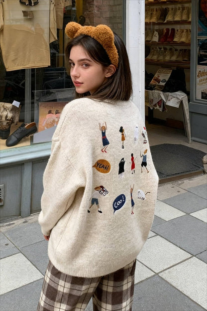 Cartoon Embroidered Knitted Sweater