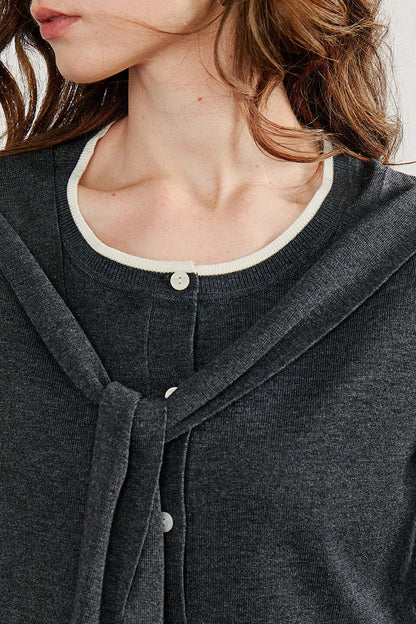 Shawl Layered Knit Cardigan