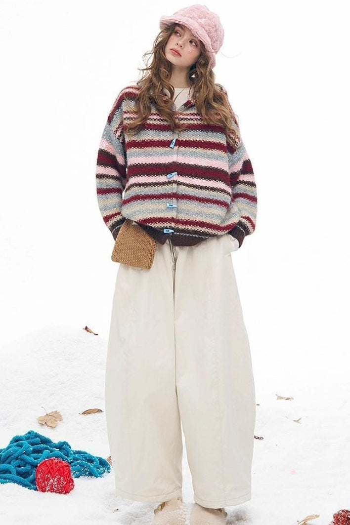 Rainbow Stripe Toggle Hooded Sweater