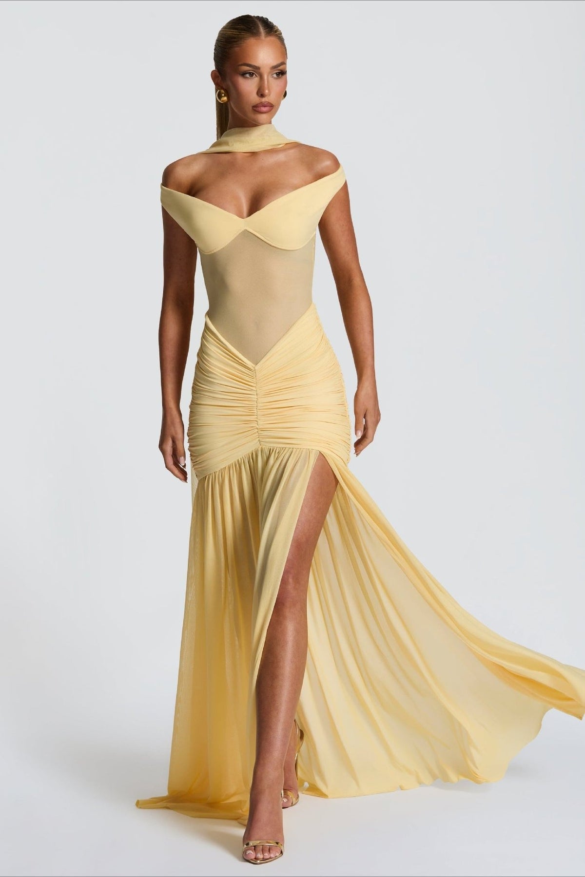 Off Shoulder Spliced Mermaid Slim Fit Prom Dress