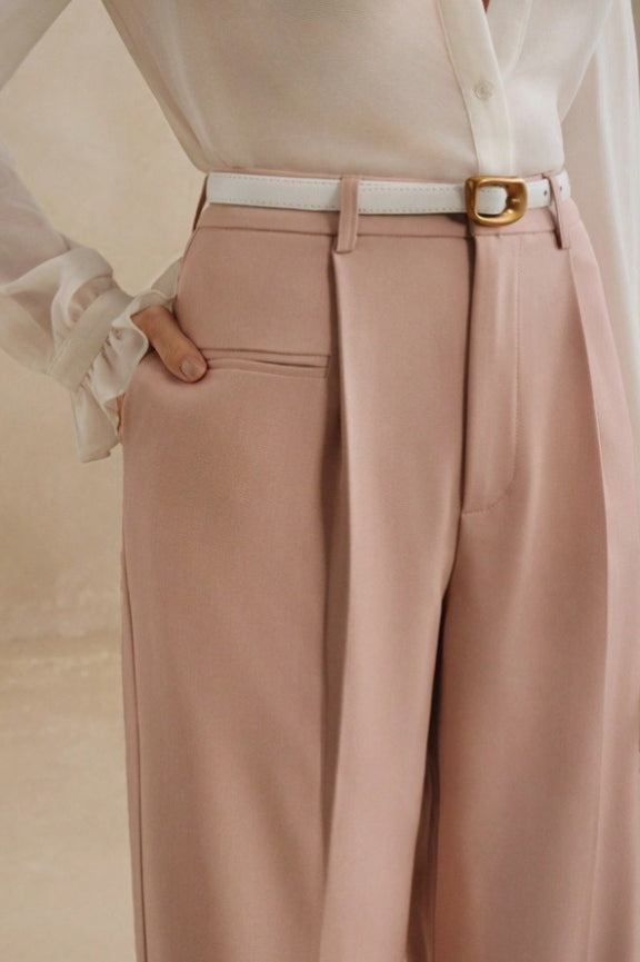 High Waist Fluid Long Straight Pants