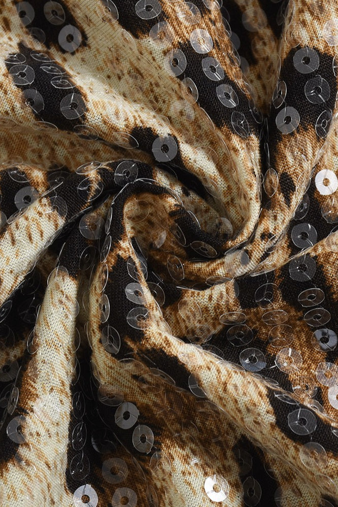 Leopard Sequin Crop Tank Top