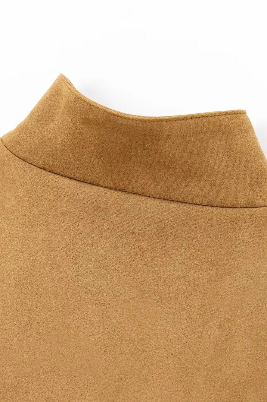 High Collar Zip Slim Short Jacket