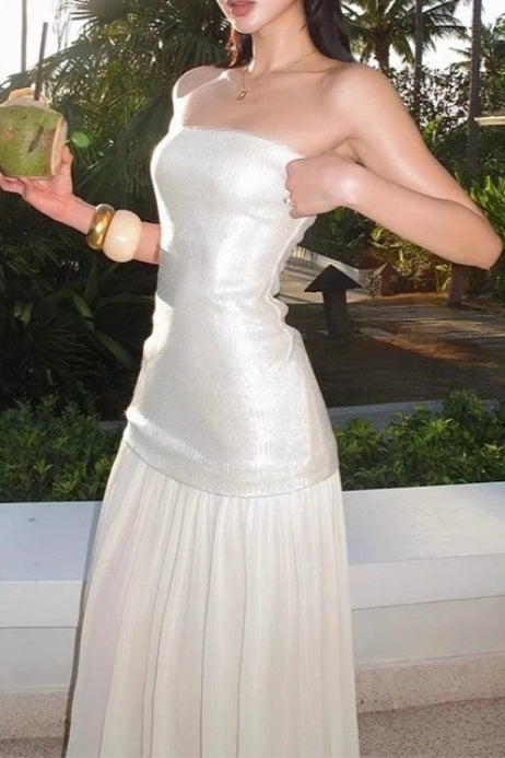 Heavy Sequin Strapless Maxi Prom Dress