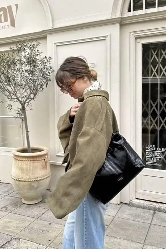 Button Shoulder Belted Pilot Jacket