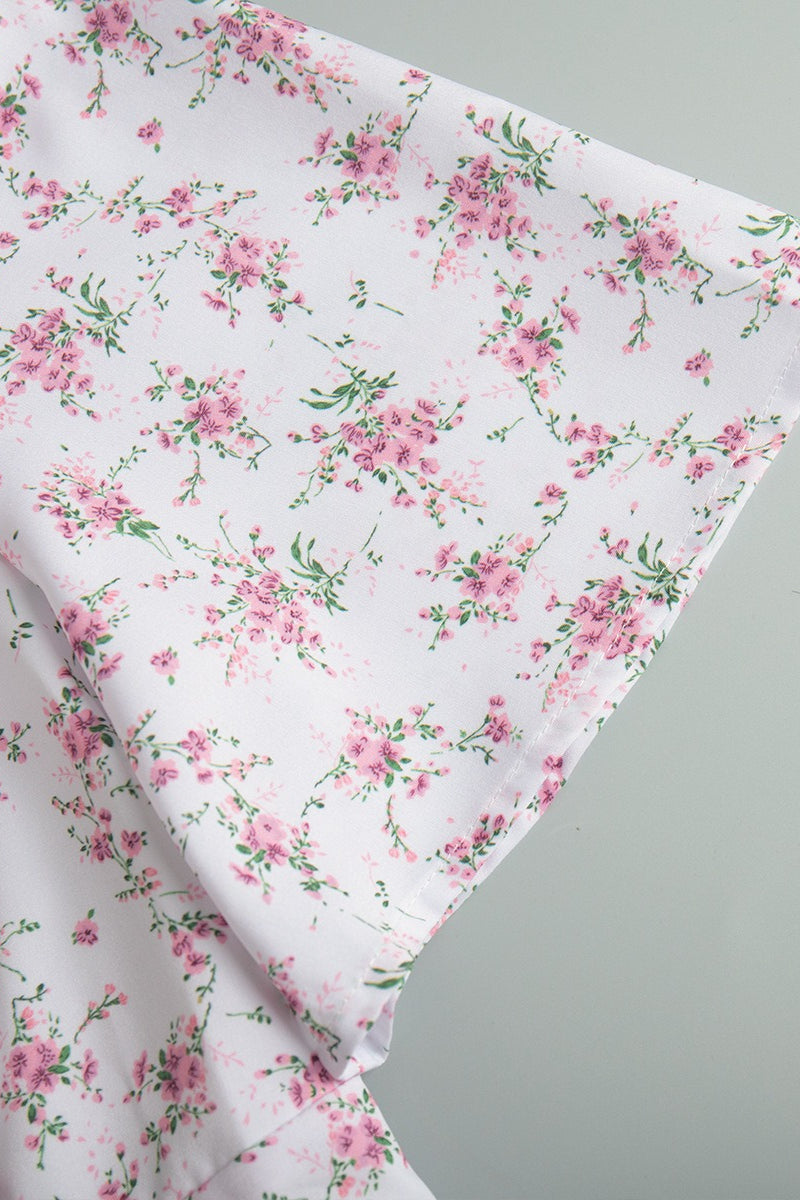 V Neck Short Sleeve Maxi Floral Dress