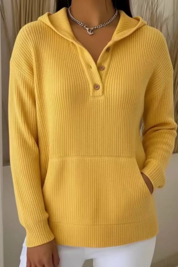 Solid Waffle Open Front Casual Stylish Hoodie