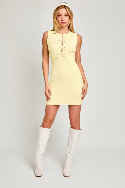 Sleeveless Bow Cutout Knit Sweater Dress