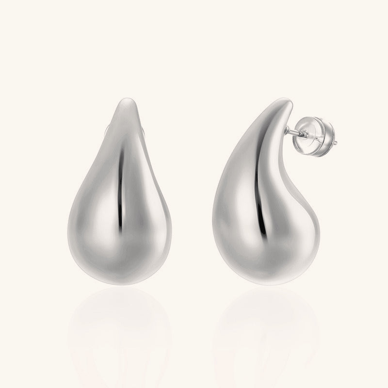 Polished Teardrop Gold Plated Gourd Stud Earrings