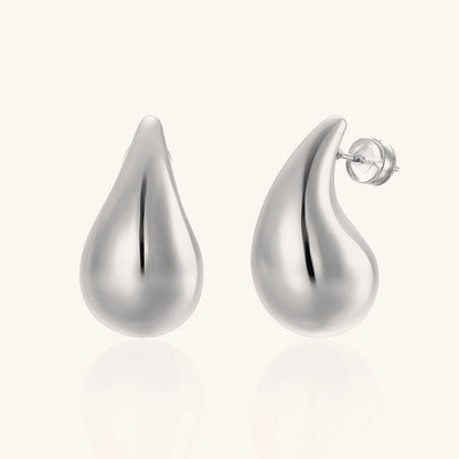 Polished Teardrop Gold Plated Gourd Stud Earrings