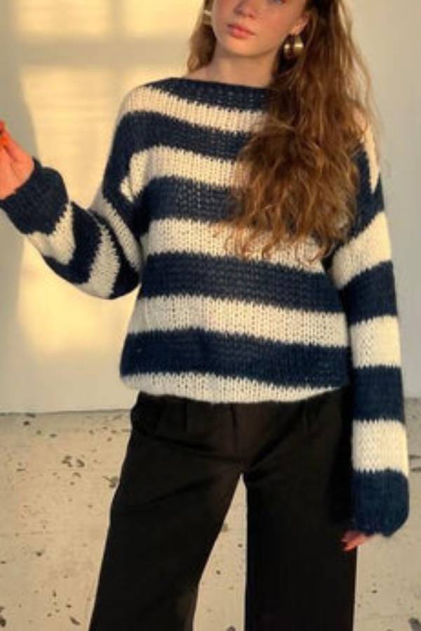 Cotton Candy Navy Stripe Knit Jumper