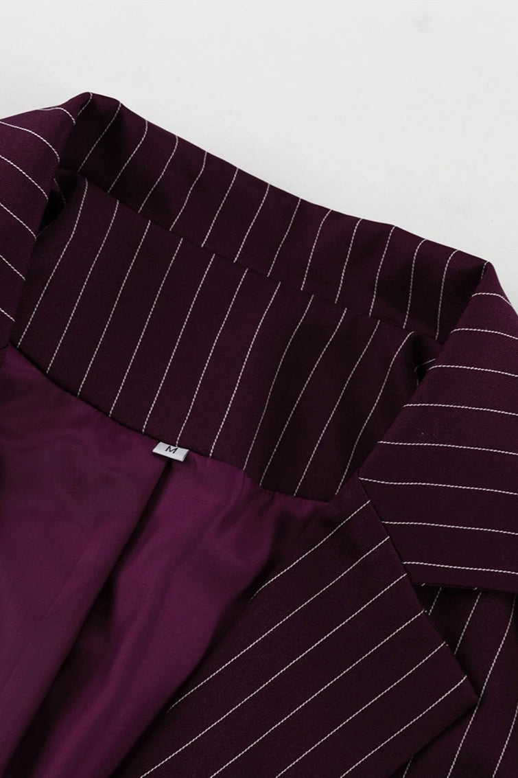 Elegant Long Sleeve Stripe Blazer