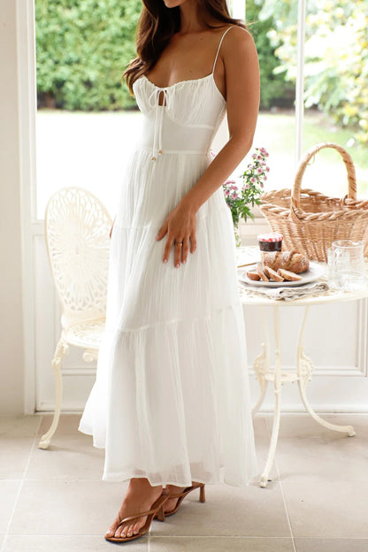 Patchwork Tie Back Flowy Boho Dress