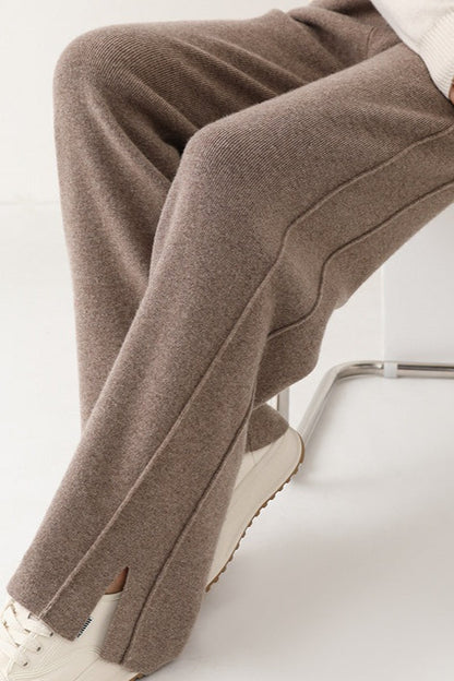 Wool Soft Straight Split Knit Pants