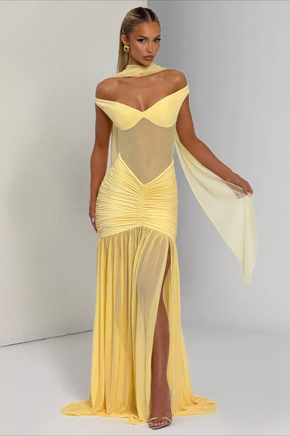 Off Shoulder Spliced Mermaid Slim Fit Prom Dress