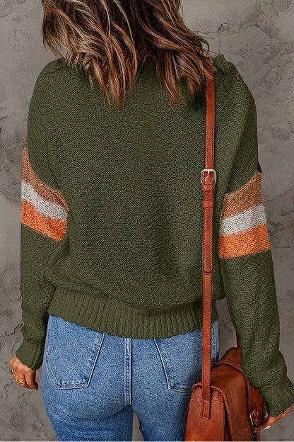 Chevron Casual Drop Shoulder Knit Sweater